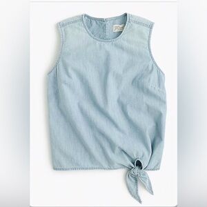J. Crew Light Blue Tie-Front Sleeveless Tank